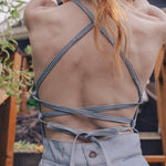 Vintage inspired Bay Blue denim jumpsuit 70's style Soul Sister since 1969