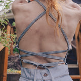 Vintage inspired Bay Blue denim jumpsuit 70's style Soul Sister since 1969