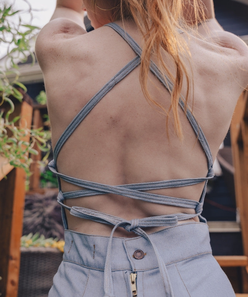 Vintage inspired Bay Blue denim jumpsuit 70's style Soul Sister since 1969