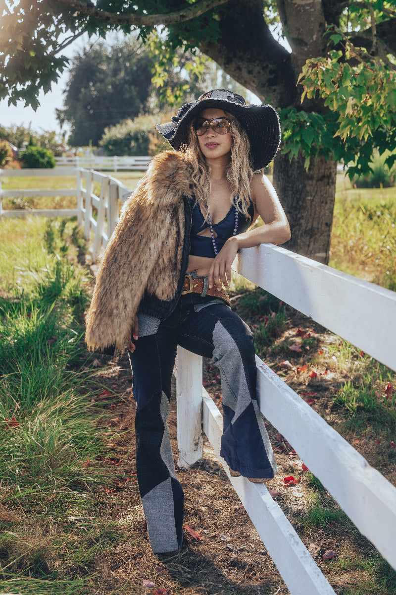 soul sister since 1969 - soulful hippie patchwork denim hat - 70's retro style