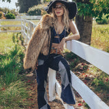 soul sister since 1969 - soulful hippie patchwork denim hat - 70's retro style