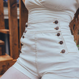 Pantalones cortos marineros Sally - Blanco