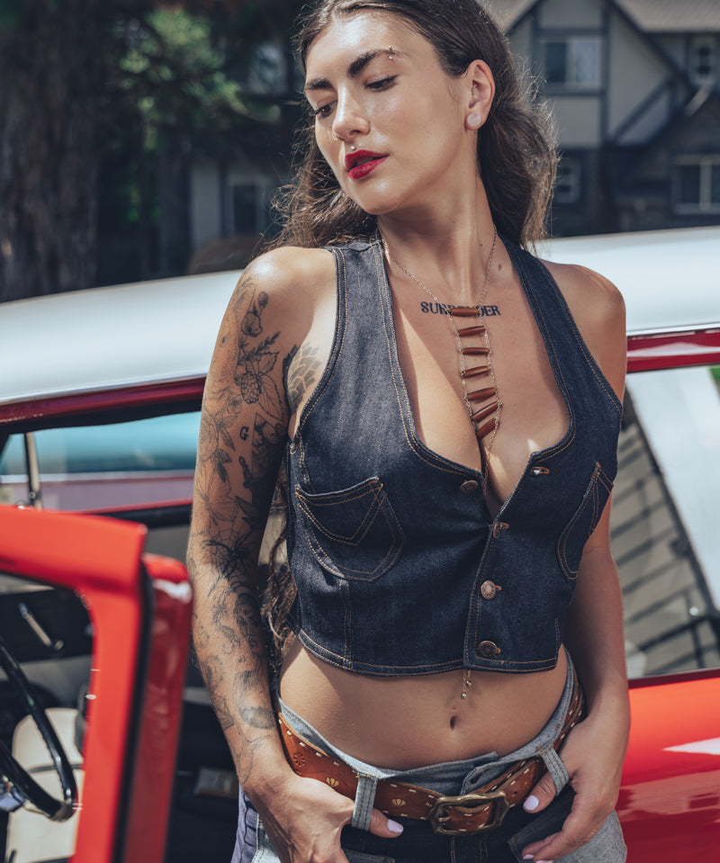 Angela Fitted stretch denim waistcoat  - Soul Sister  since 1969