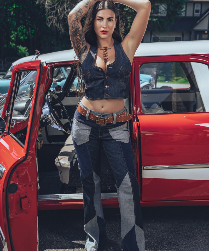 Angela Fitted stretch denim waistcoat  - Soul Sister  since 1969