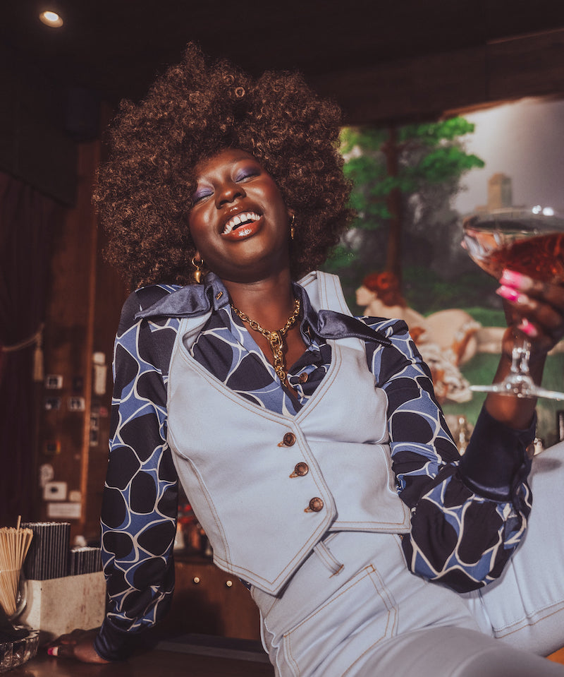 Light blue denim 70s style waistcoat - Soul Sister since 1969