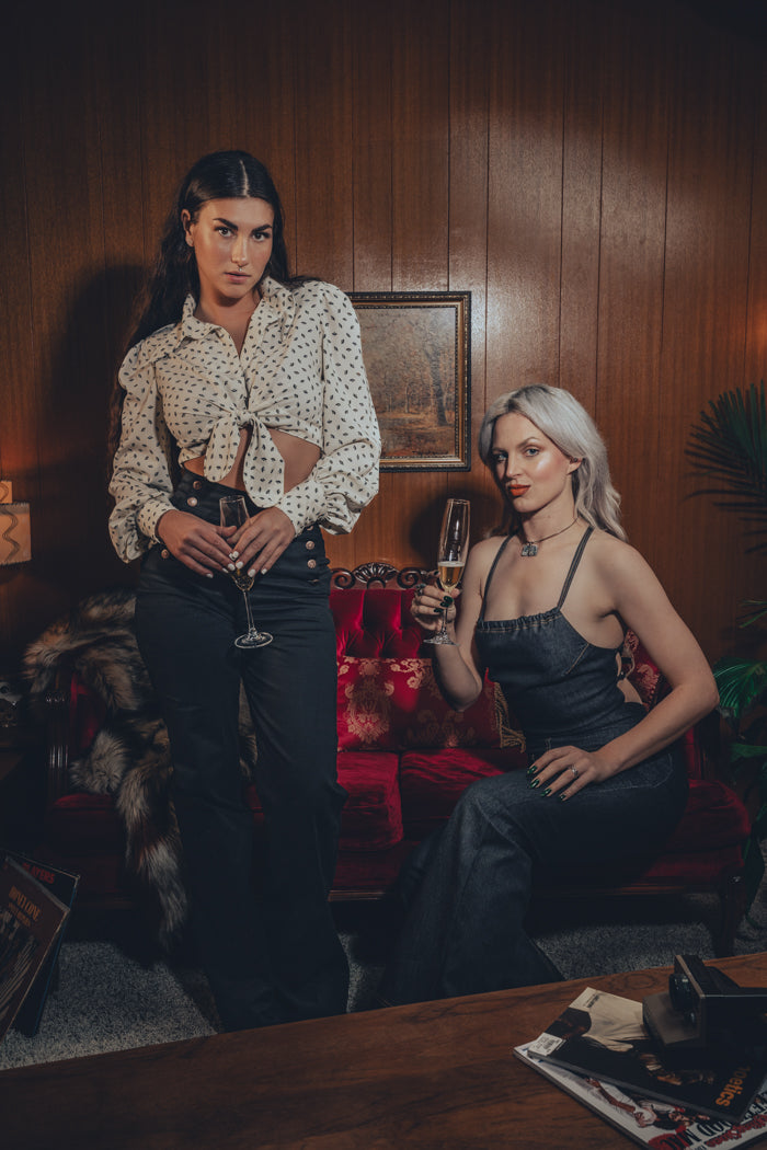 Cropped Tie Front Blouse - Cream- Soul Sister since 1969