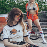 Soulful ringer t shirt - white with navy trim - Soul Sister since 1969