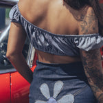 Denim Flower Power 3/4 length skirt - Soul Sister since  1969