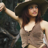 Janice vegan faux suede waistcoat - Brown