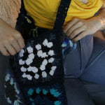 One of a kind Granny square bag - blue/ white - Carol Meyer crochet originals