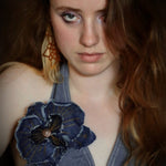 one of a kind denim brooch - soul sister since 1969