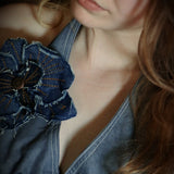 one of a kind denim brooch - soul sister since 1969