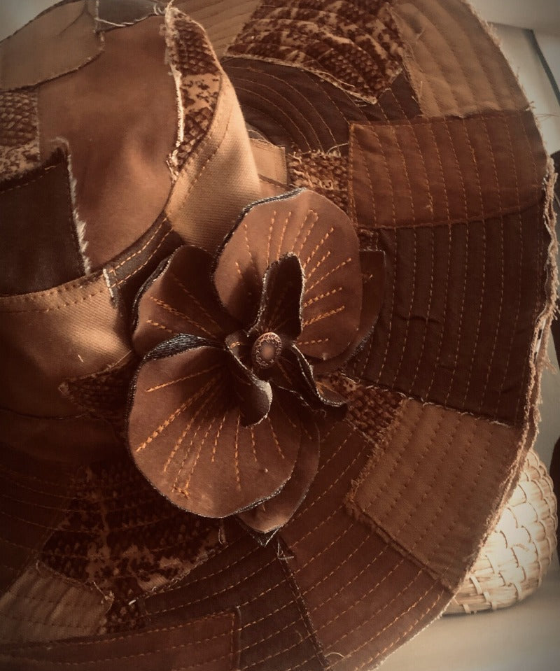 Soulful Hippie sun hat - Brown patchwork - Soul Sister since 1969
