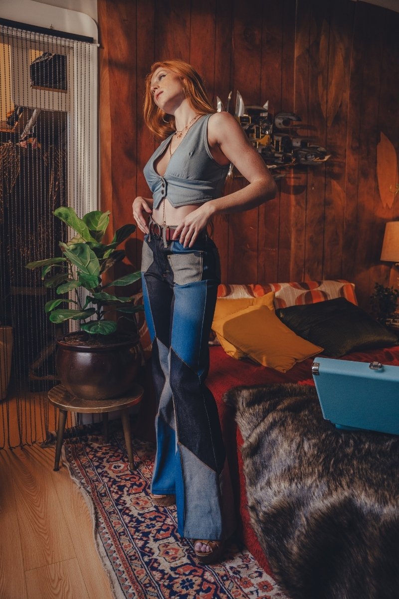 Janice High-Rise Patchwork Bell Bottom Jeans - Soul Sister since 1969