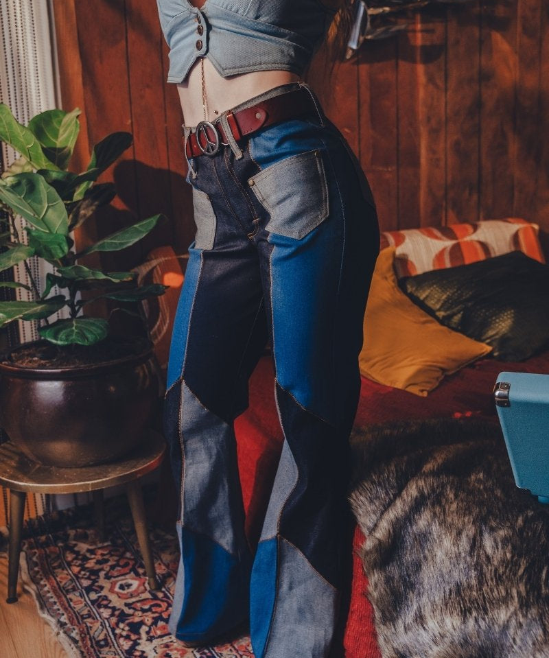 Janice High-Rise Patchwork Bell Bottom Jeans - Soul Sister since 1969