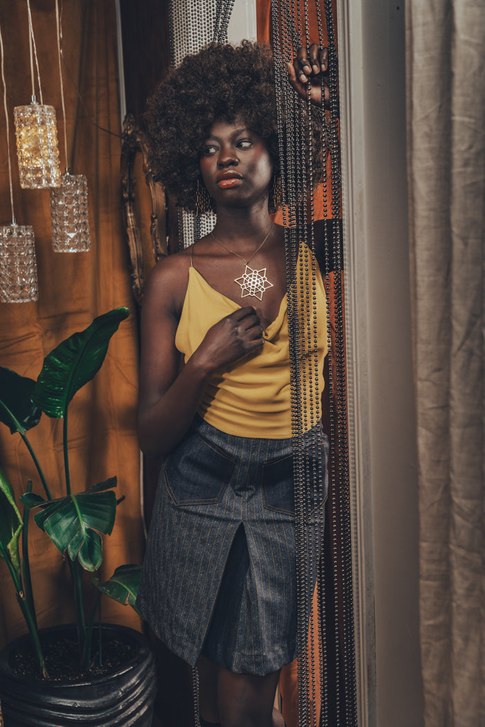 Jeanie Skirt - Denim Pinstripe - Soul Sister since 1969