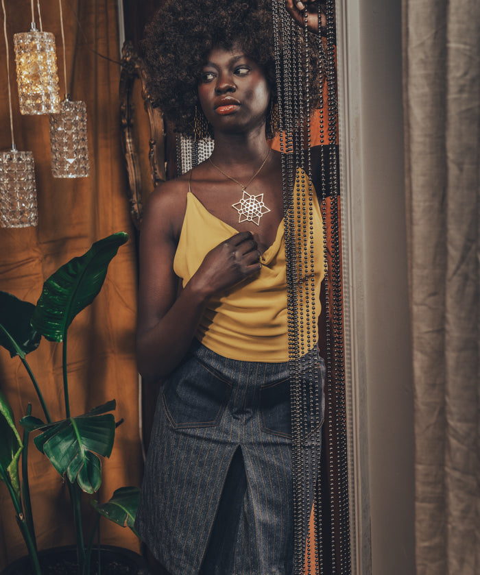 Jeanie Skirt - Denim Pinstripe - Soul Sister since 1969