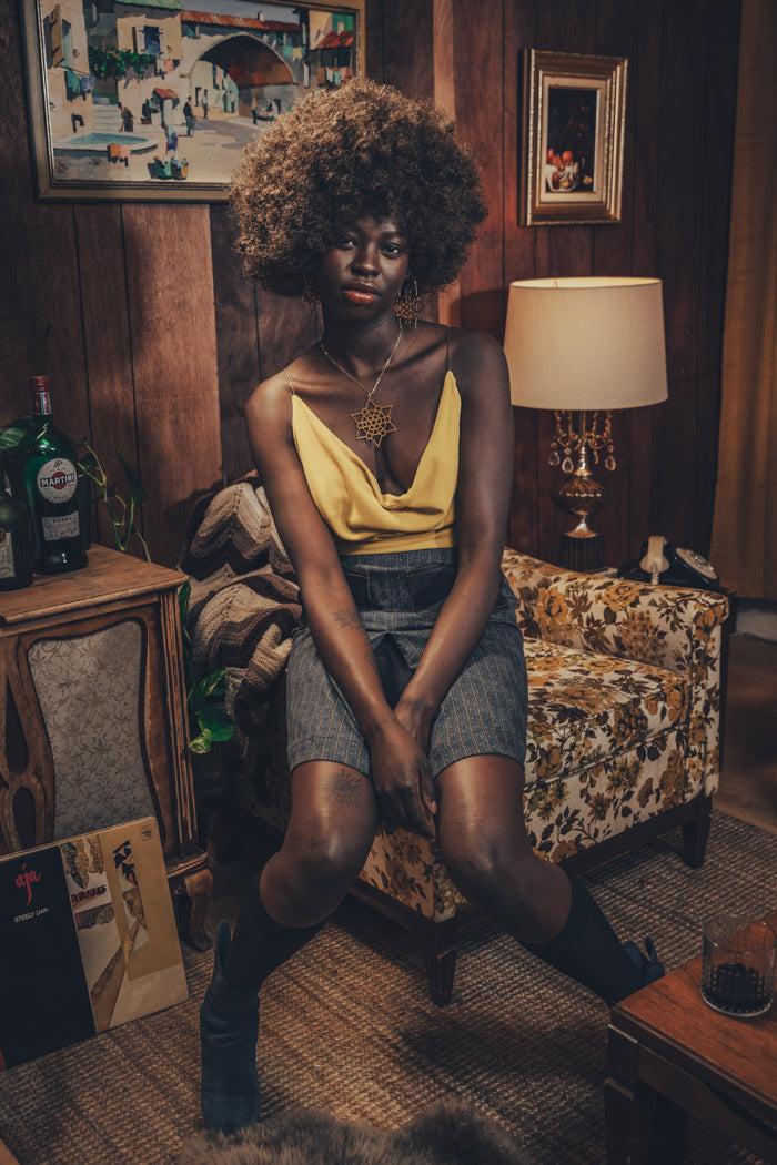 Jeanie Skirt - Denim Pinstripe - Soul Sister since 1969