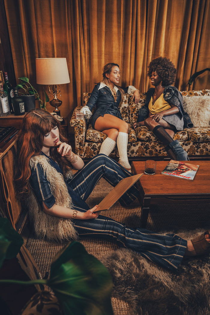 Jeanie Skirt - Denim Pinstripe - Soul Sister since 1969