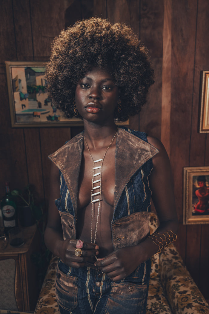 Farrah Waistcoat - Denim & faux suede - soul sister since 1969