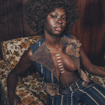 Farrah Waistcoat - Denim & faux suede - soul sister since 1969