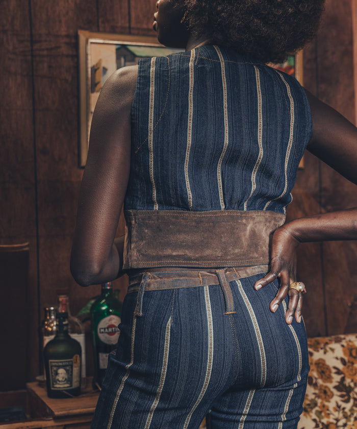 Farrah Waistcoat - Denim & faux suede - soul sister since 1969