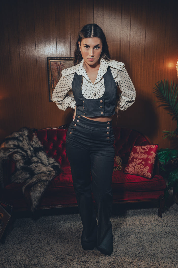 Sally Double breasted waistcoat - Black - Soul Sister since 1969