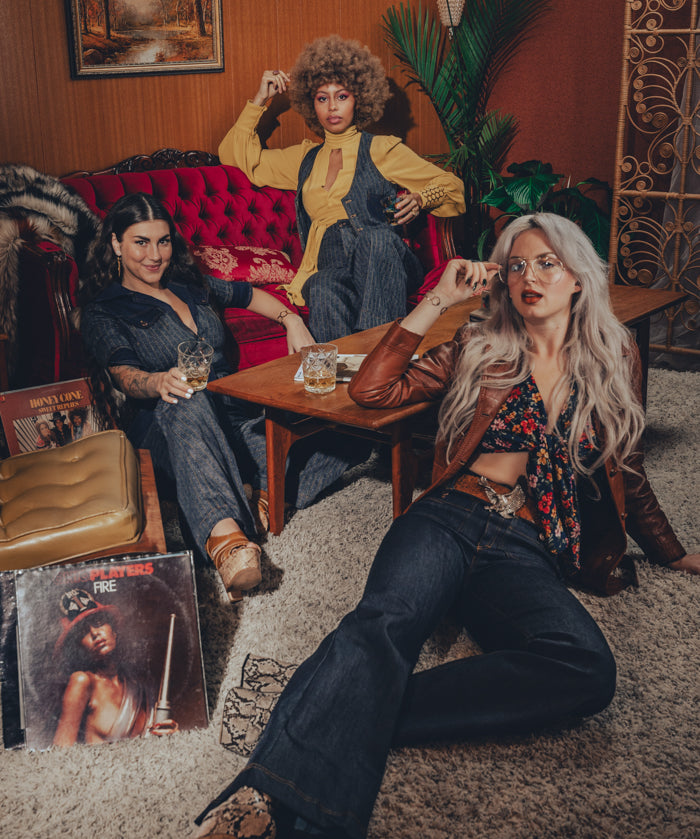 Simone Pinstripe Jumpsuit -Navy & Gold - Soul Sister since 1969