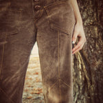 Janice patchwork hipster bellbottom jeans Brown Faux suede 