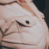 Stretch corduroy cream Diva jumpsuit with dramatic bell bottoms  designed for chic, sexy retro 70's inspired  silhouette