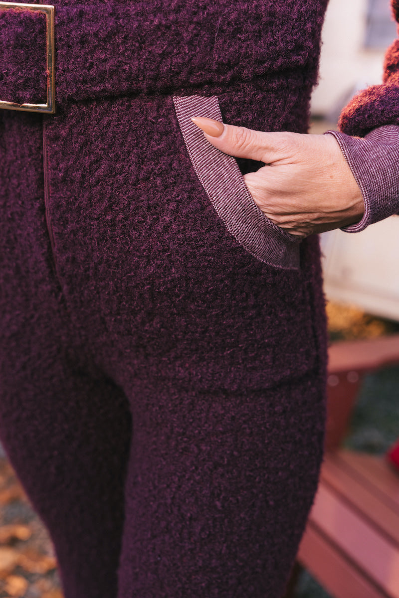 close up of a person wearing a warm snuggly onesie