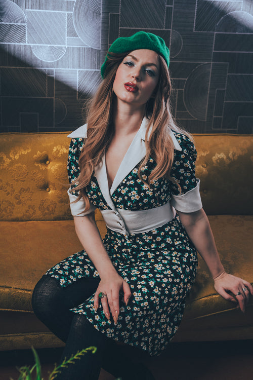 retro inspired dress with a vintage silhouette, featuring classic details and timeless charm for a chic, soulful look