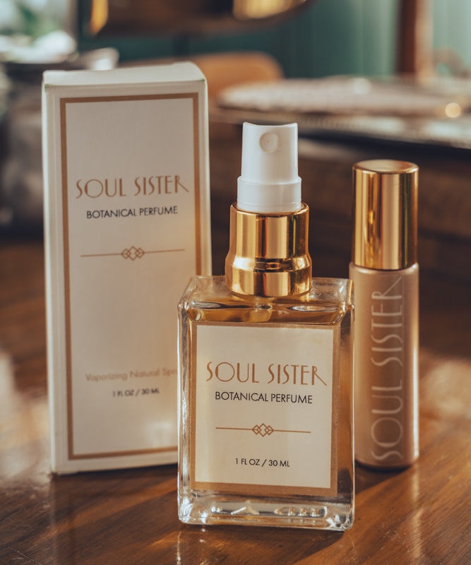 Soul Sister signature perfume  featuring artisanal all natural fragrances with earthy, floral, and spicy notes, crafted for the free spirited, soulful and divine feminine