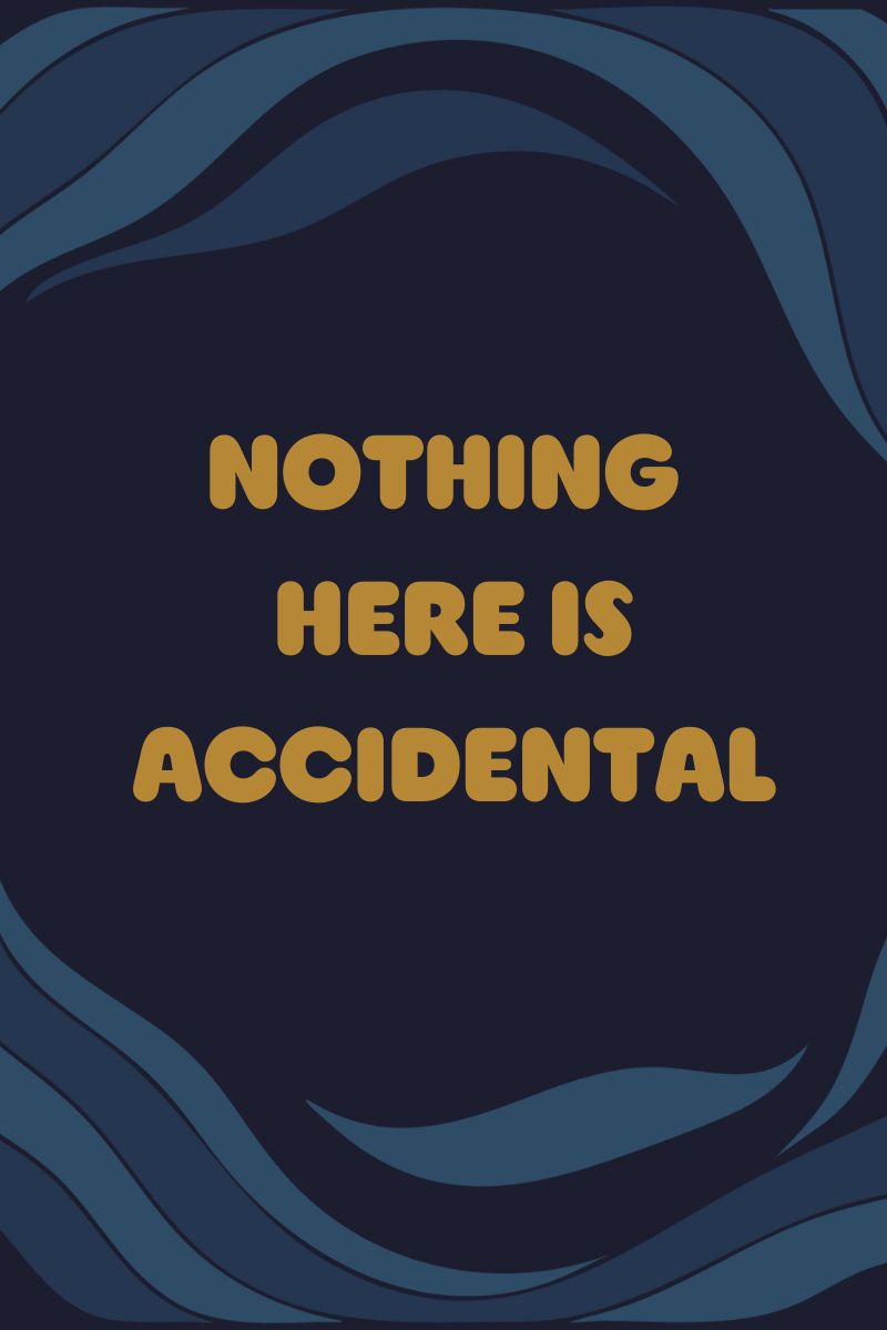 Text 'NOTHING HERE IS ACCIDENTAL' -Soul Sister since 1969