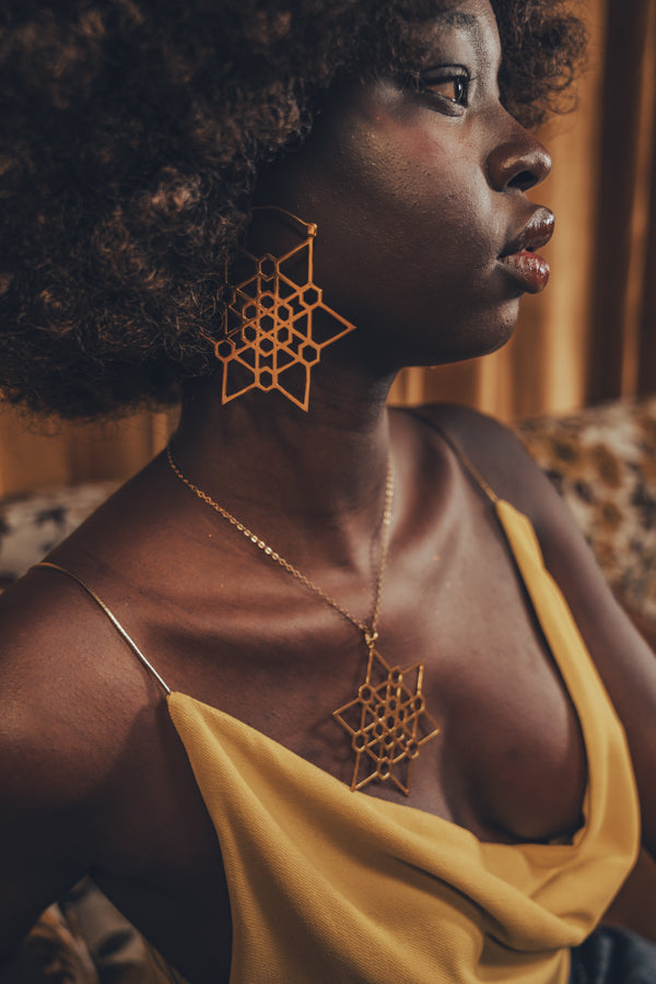 Gold Six pointed star earrings - Azenya Designs