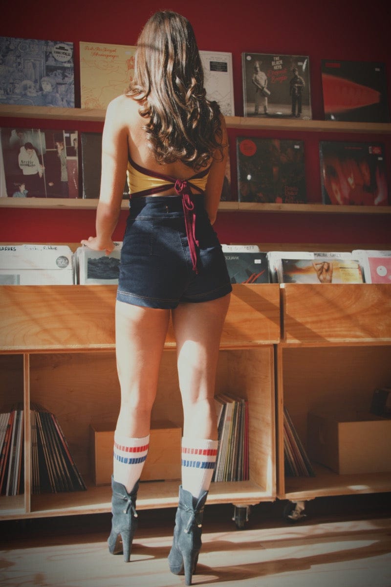 Soul Sister since 1969 - High waisted Sailor shorts - Indigo Corduroy