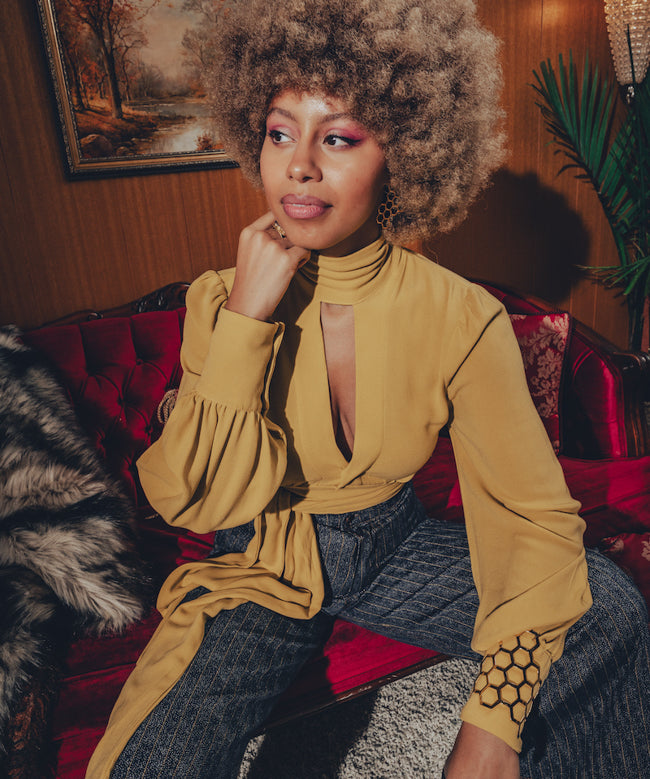 Mary Gold Peek a boo blouse - Teal - Soul Sister since 1969